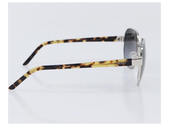 PRADA Sunglasses Metal Brown Silver Auth BA15585 Silvery - view 4