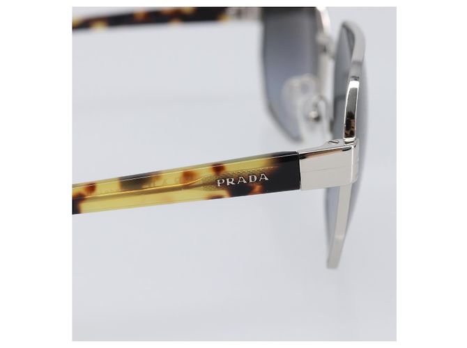 PRADA Sunglasses Metal Brown Silver Auth BA15585 Silvery - view 8