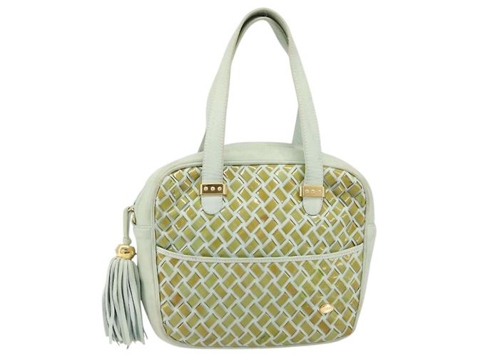 Borsa BALLY Pelle verniciata Green Gold Auth 204319 D'oro Verde - vista 13