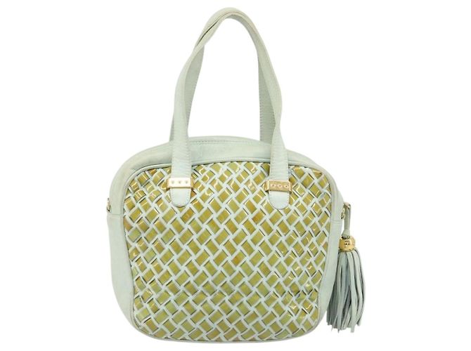 Borsa BALLY Pelle verniciata Green Gold Auth 204319 D'oro Verde - vista 2