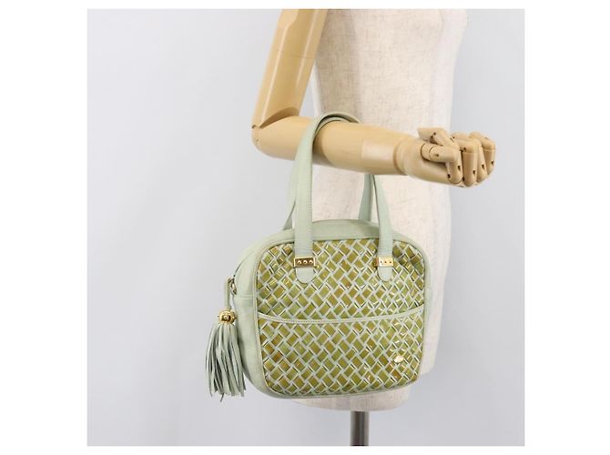 Borsa BALLY Pelle verniciata Green Gold Auth 204319 D'oro Verde - vista 29