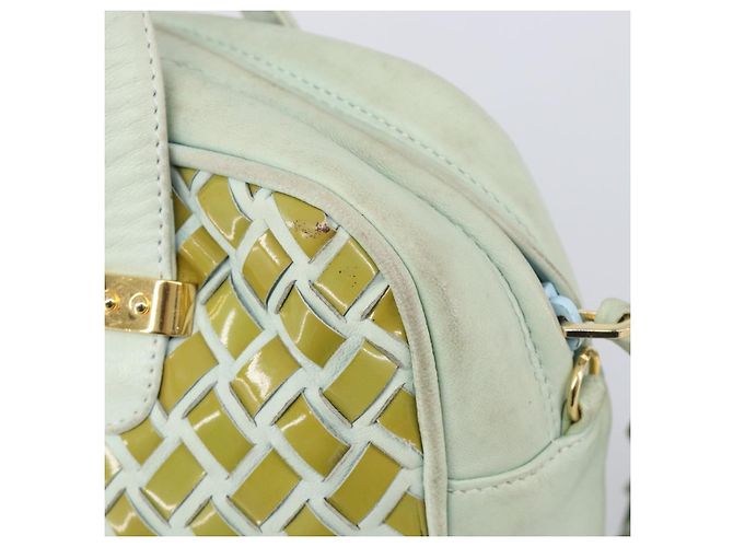 Borsa BALLY Pelle verniciata Green Gold Auth 204319 D'oro Verde - vista 9