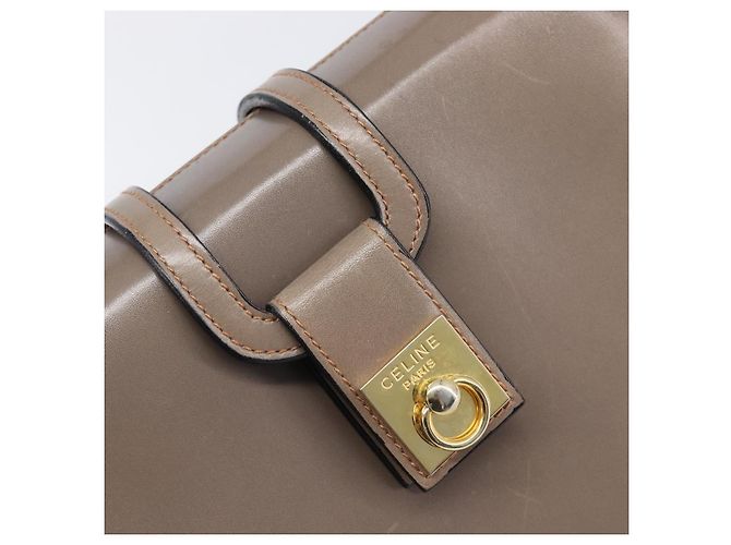 Céline Sac à main CELINE Cuir Beige Or Auth 204424 Doré - vue 18