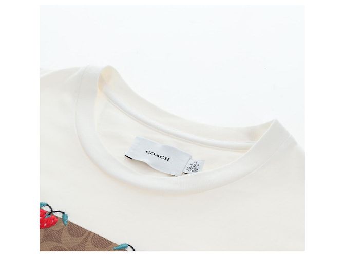 Camiseta de manga corta Coach Signature de algodón XS Blanco Auth 203737M - vista 12