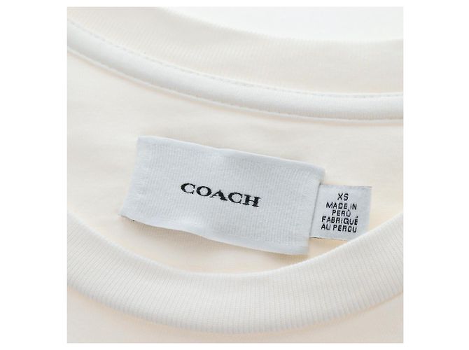 Camiseta de manga corta Coach Signature de algodón XS Blanco Auth 203737M - vista 13