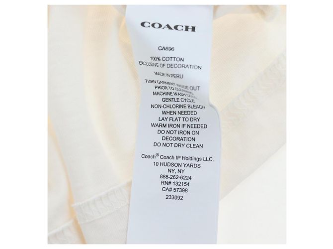 Camiseta de manga corta Coach Signature de algodón XS Blanco Auth 203737M - vista 15
