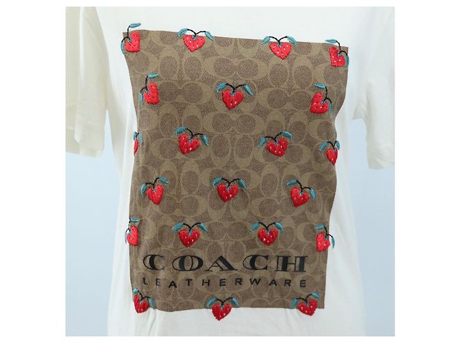 Camiseta de manga corta Coach Signature de algodón XS Blanco Auth 203737M - vista 6