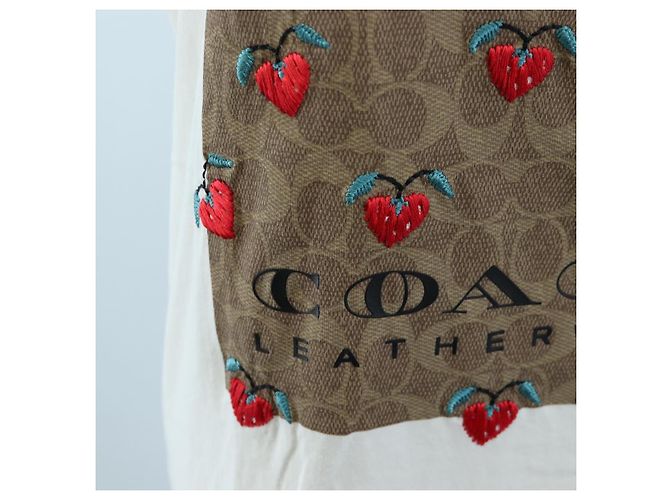 Camiseta de manga corta Coach Signature de algodón XS Blanco Auth 203737M - vista 9
