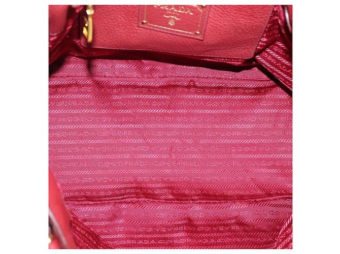 PRADA Tote Bag Vittero Dino Leather Rot Gold Auth 203615A Golden - Ansicht 11