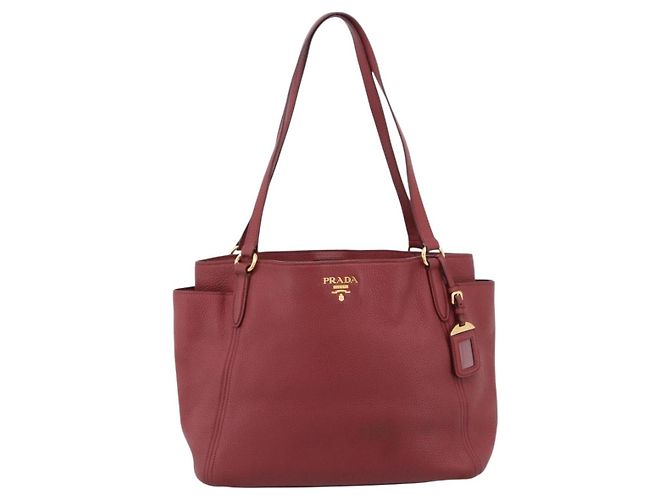 PRADA Tote Bag Vittero Dino Leather Rot Gold Auth 203615A Golden - Ansicht 13