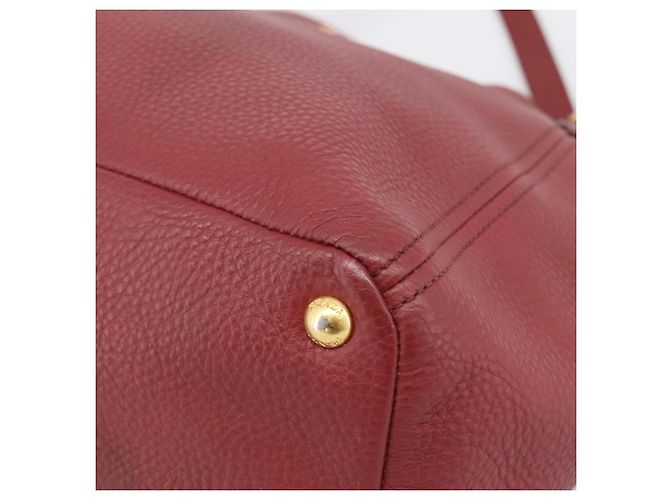 PRADA Tote Bag Vittero Dino Leather Rot Gold Auth 203615A Golden - Ansicht 14