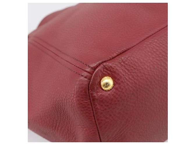 PRADA Tote Bag Vittero Dino Leather Rot Gold Auth 203615A Golden - Ansicht 15