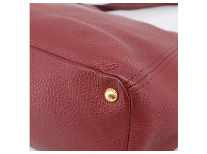 PRADA Tote Bag Vittero Dino Leather Rot Gold Auth 203615A Golden - Ansicht 16