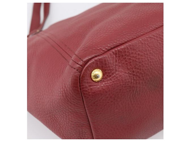 PRADA Tote Bag Vittero Dino Leather Rot Gold Auth 203615A Golden - Ansicht 17