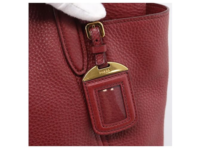 PRADA Tote Bag Vittero Dino Leather Rot Gold Auth 203615A Golden - Ansicht 18