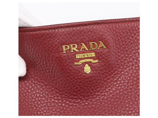 PRADA Tote Bag Vittero Dino Leather Rot Gold Auth 203615A Golden - Ansicht 19