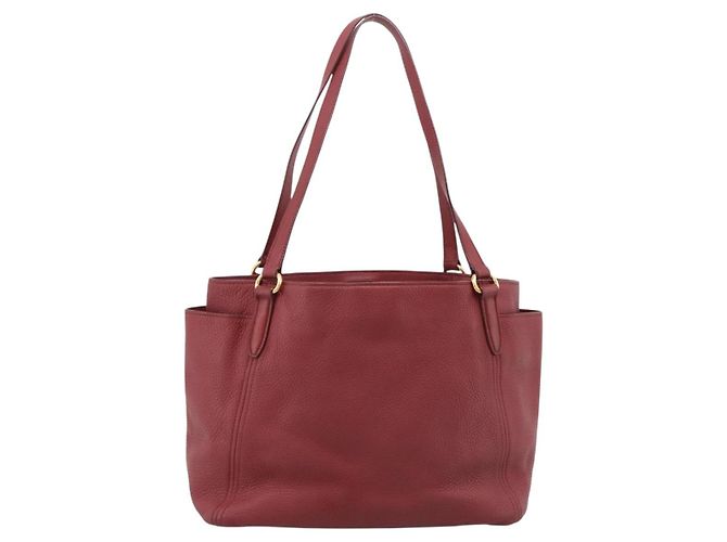 PRADA Tote Bag Vittero Dino Leather Rot Gold Auth 203615A Golden - Ansicht 2