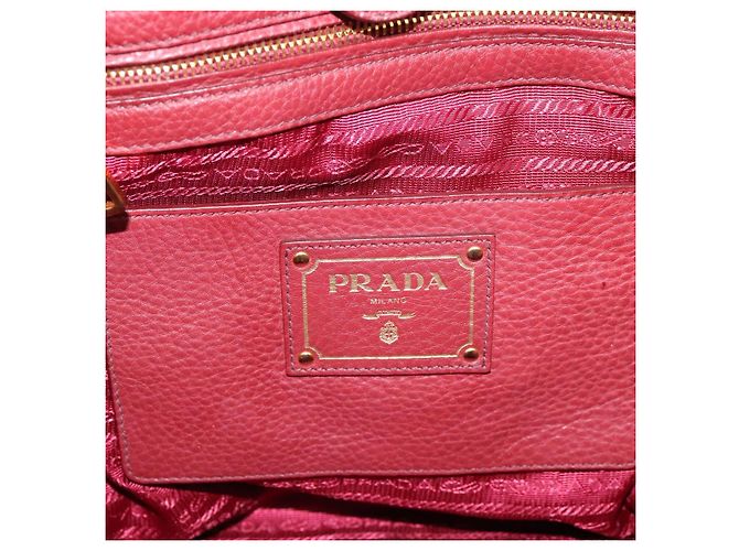 PRADA Tote Bag Vittero Dino Leather Rot Gold Auth 203615A Golden - Ansicht 20