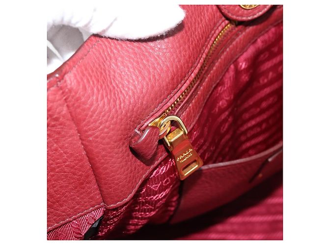 PRADA Tote Bag Vittero Dino Leather Rot Gold Auth 203615A Golden - Ansicht 24