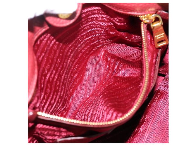 PRADA Tote Bag Vittero Dino Leather Rot Gold Auth 203615A Golden - Ansicht 25