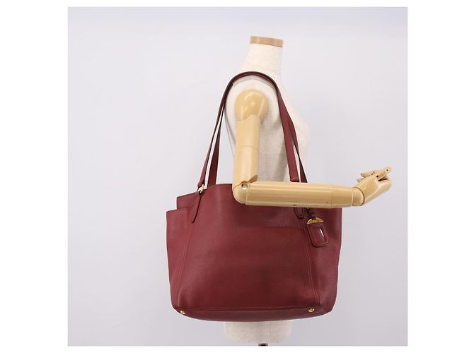 PRADA Tote Bag Vittero Dino Leather Rot Gold Auth 203615A Golden - Ansicht 27