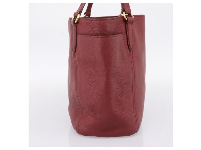 PRADA Tote Bag Vittero Dino Leather Rot Gold Auth 203615A Golden - Ansicht 3