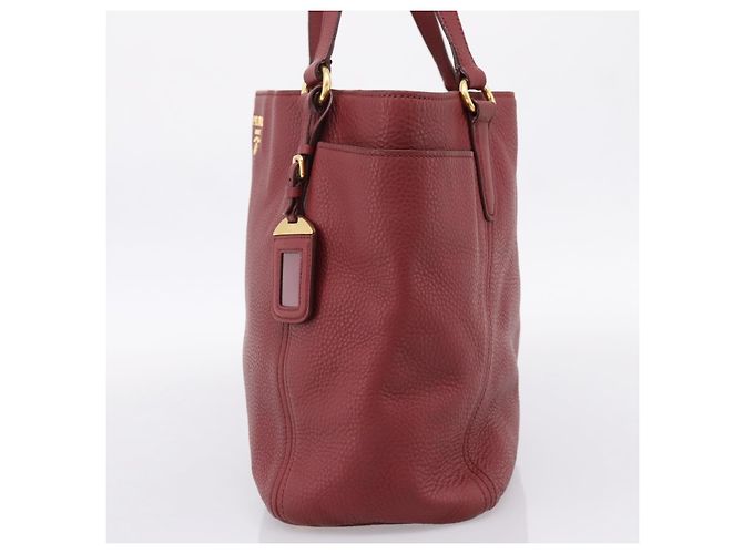 PRADA Tote Bag Vittero Dino Leather Rot Gold Auth 203615A Golden - Ansicht 4