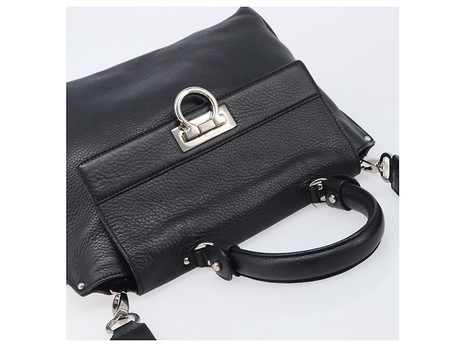 Borsa Salvatore Ferragamo Sofia Gancini in pelle 2way Nero Argento Auth 203870V - vista 6