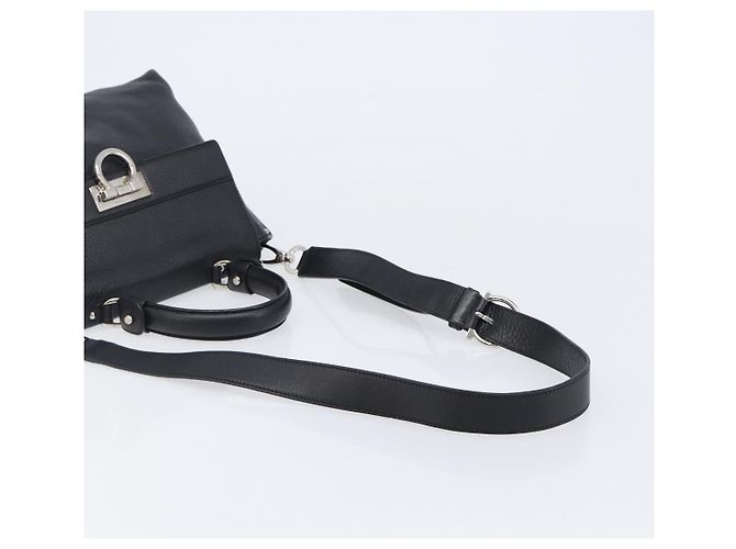 Borsa Salvatore Ferragamo Sofia Gancini in pelle 2way Nero Argento Auth 203870V - vista 8