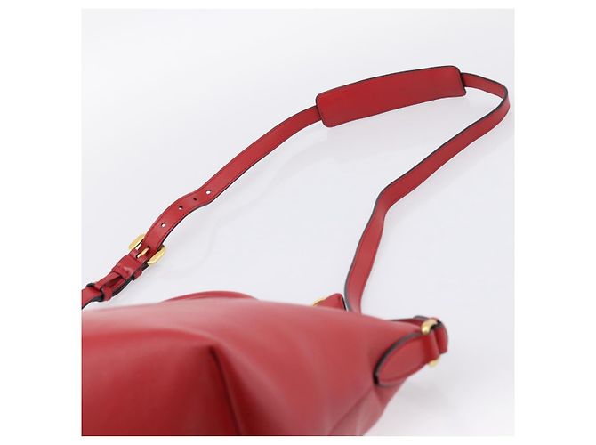 PRADA Handtasche aus Leder 2way Rot Gold authentisch ki6814V Golden - Ansicht 15