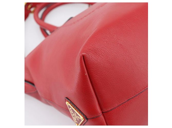 PRADA Handtasche aus Leder 2way Rot Gold authentisch ki6814V Golden - Ansicht 17