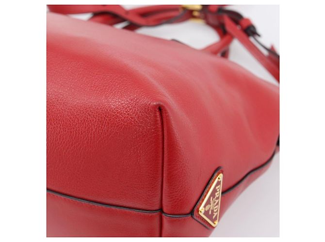 PRADA Handtasche aus Leder 2way Rot Gold authentisch ki6814V Golden - Ansicht 18
