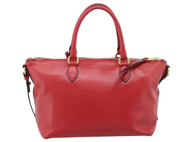 PRADA Handtasche aus Leder 2way Rot Gold authentisch ki6814V Golden - Ansicht 2