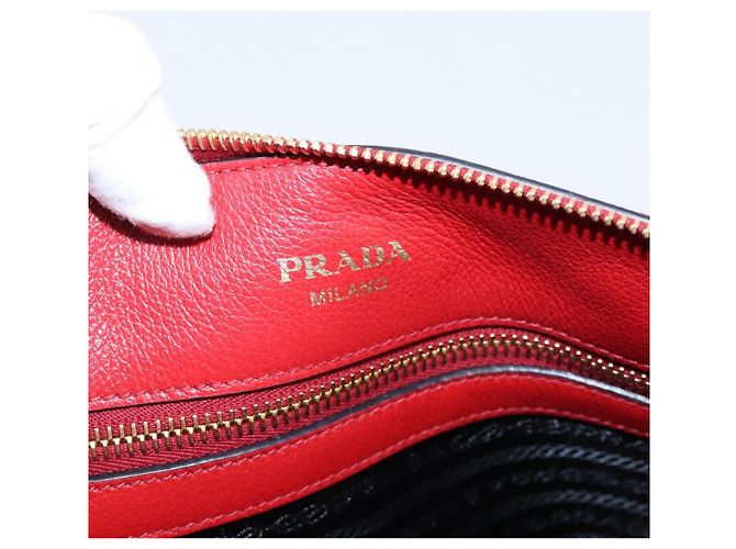 PRADA Handtasche aus Leder 2way Rot Gold authentisch ki6814V Golden - Ansicht 21