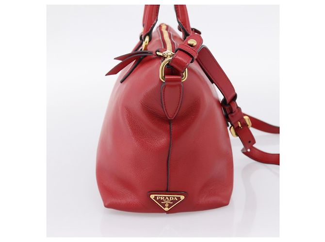 PRADA Handtasche aus Leder 2way Rot Gold authentisch ki6814V Golden - Ansicht 3