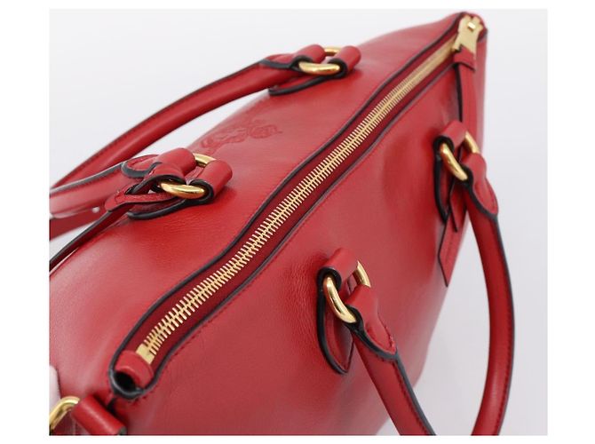 PRADA Handtasche aus Leder 2way Rot Gold authentisch ki6814V Golden - Ansicht 6