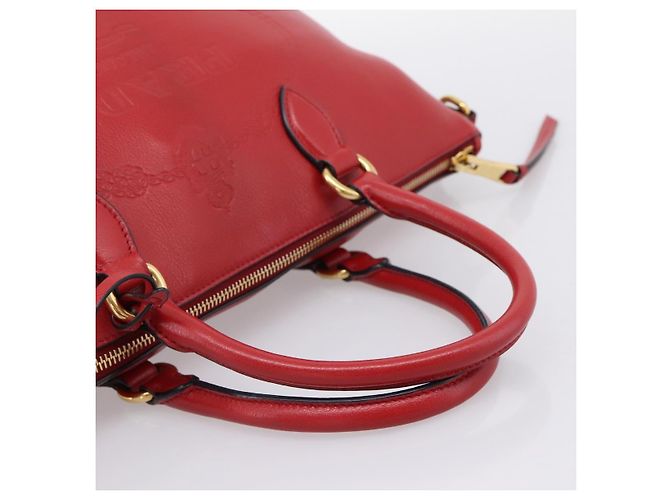 PRADA Handtasche aus Leder 2way Rot Gold authentisch ki6814V Golden - Ansicht 7