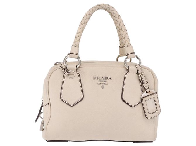 PRADA Handtasche aus Leder weiß silber Auth 204740A - Ansicht 13