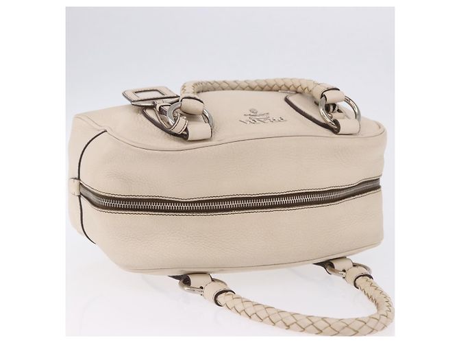 PRADA Handtasche aus Leder weiß silber Auth 204740A - Ansicht 14