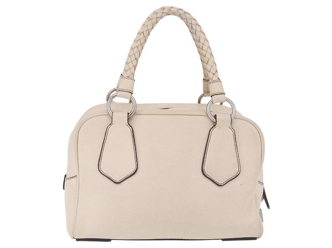 PRADA Handtasche aus Leder weiß silber Auth 204740A - Ansicht 2