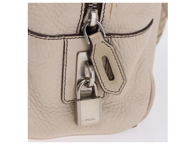PRADA Handtasche aus Leder weiß silber Auth 204740A - Ansicht 20