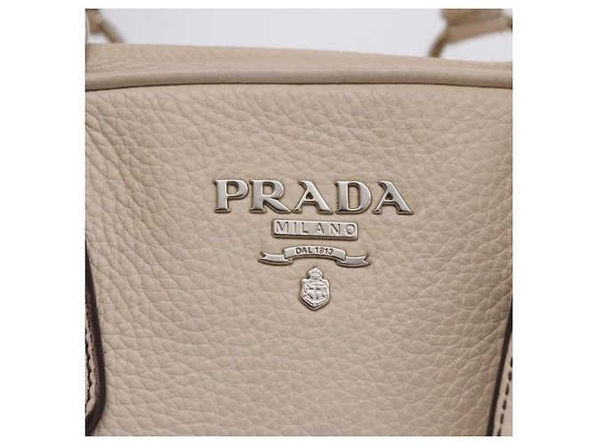 PRADA Handtasche aus Leder weiß silber Auth 204740A - Ansicht 21