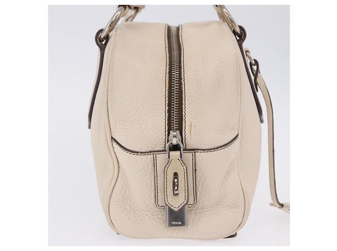PRADA Handtasche aus Leder weiß silber Auth 204740A - Ansicht 5