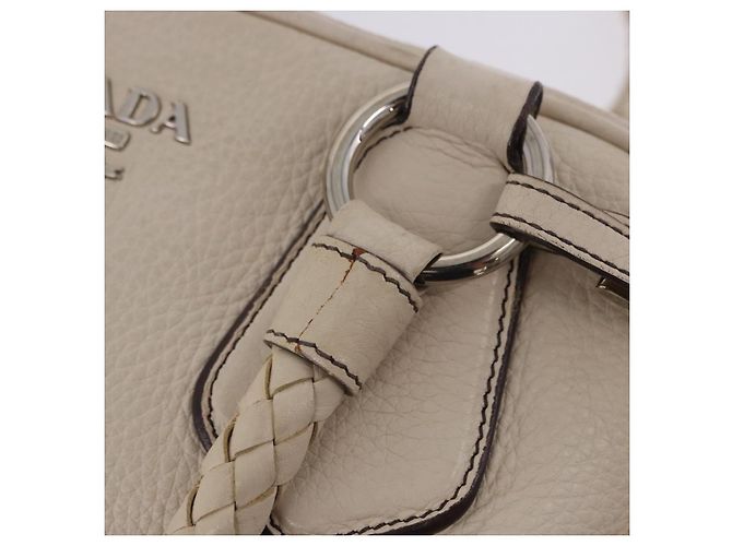 PRADA Handtasche aus Leder weiß silber Auth 204740A - Ansicht 9