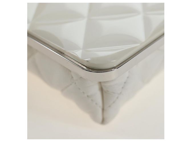 Borsa a tracolla CHANEL Matelasse con catena in pelle d'agnello bianca argento CC Auth 200768M Bianco - vista 18