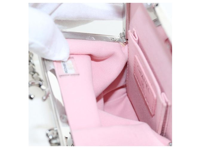 Borsa a tracolla CHANEL Matelasse con catena in pelle d'agnello bianca argento CC Auth 200768M Bianco - vista 24