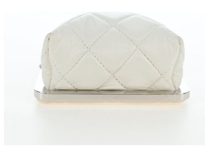 Borsa a tracolla CHANEL Matelasse con catena in pelle d'agnello bianca argento CC Auth 200768M Bianco - vista 5