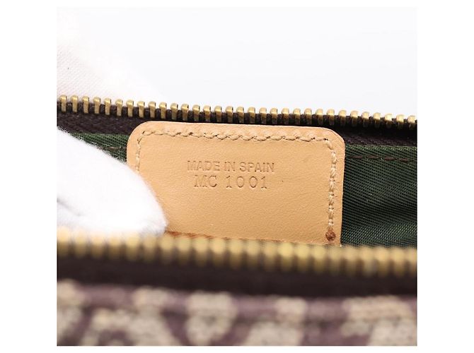 Pouch Saddle Christian Dior Trotter Canvas Marrone Oro Auth am12668V D'oro - vista 12