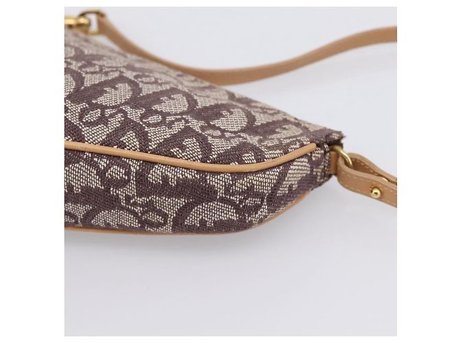 Pouch Saddle Christian Dior Trotter Canvas Marrone Oro Auth am12668V D'oro - vista 14