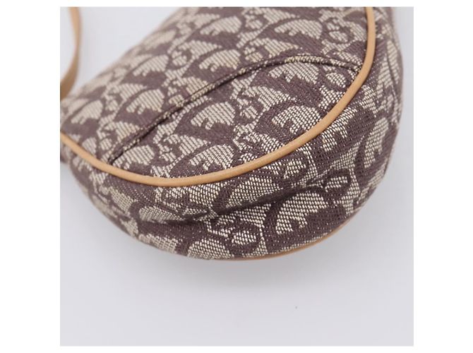Pouch Saddle Christian Dior Trotter Canvas Marrone Oro Auth am12668V D'oro - vista 15